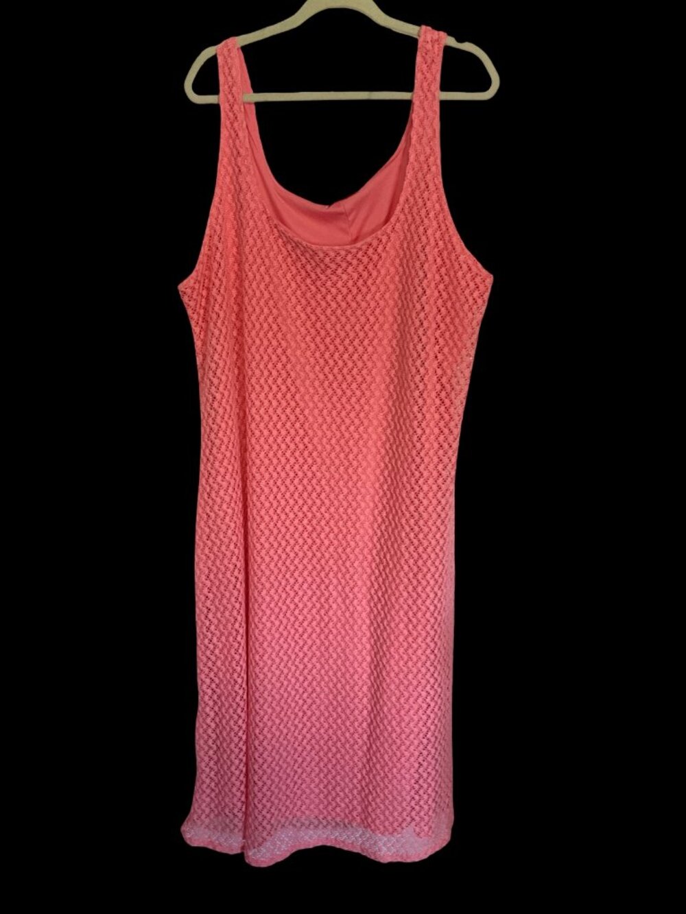 Pink Sleeveless Dress w/ Crochet Lace Overlay